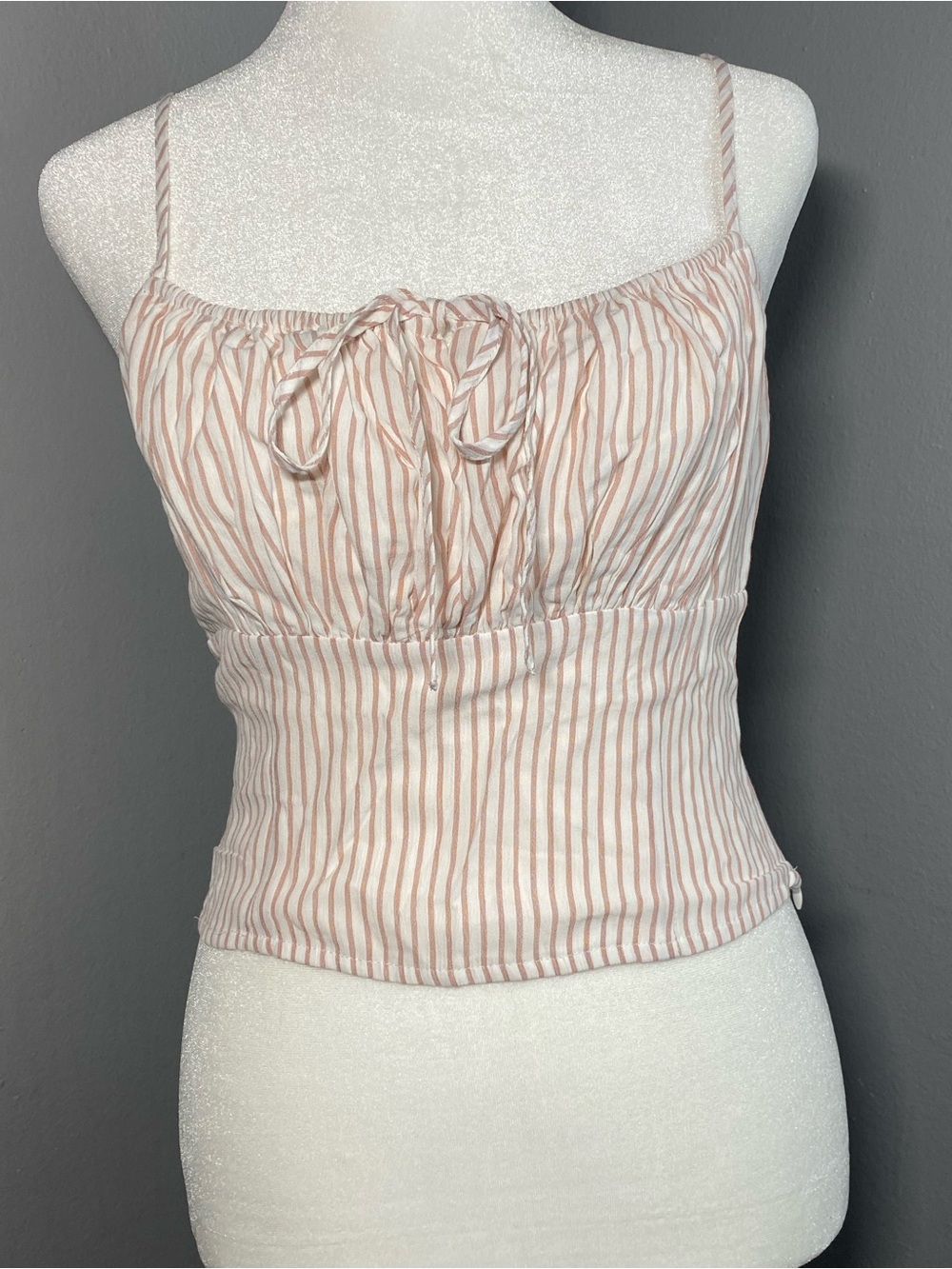 NWT- Forever 21-  Blush and White Striped Tie-Front Cami